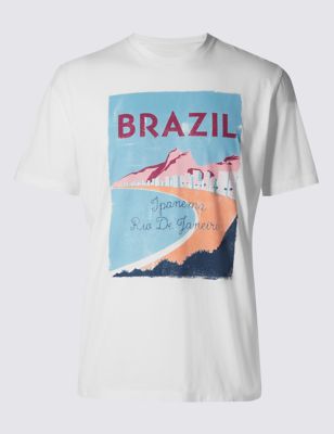 Pure Cotton Brazil Print T- Shirt